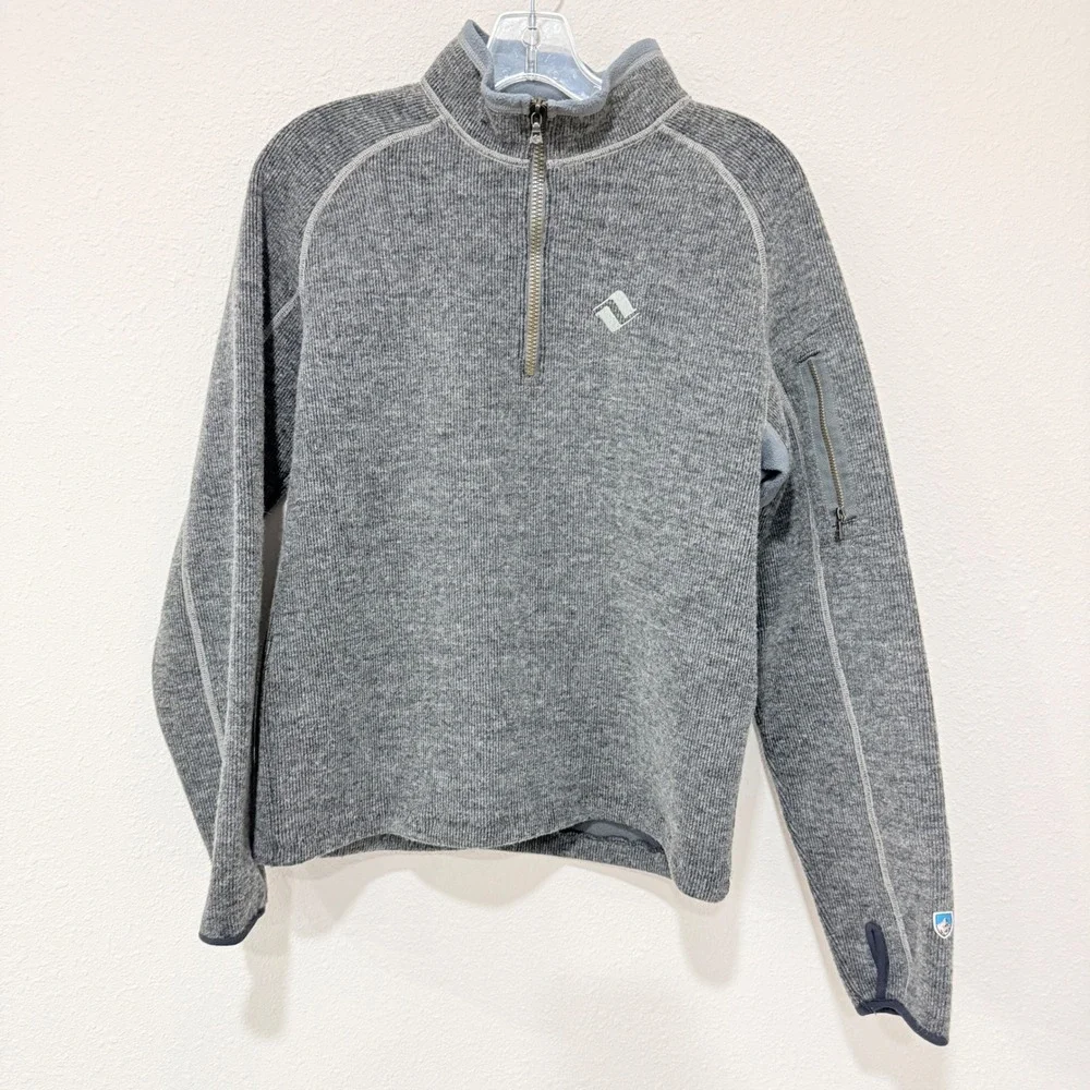 KUHL Thor Quarter Zip Pullover Sweater Small Gray Wool Blend Gorpcore Outdoor